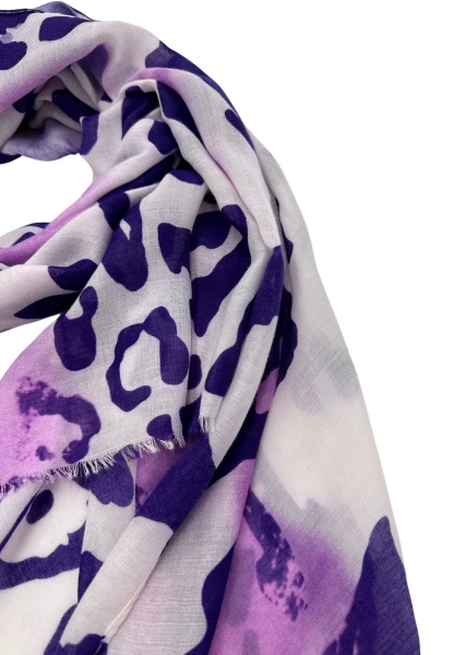 Leslii Schal Leo Look In Lila Weiß
