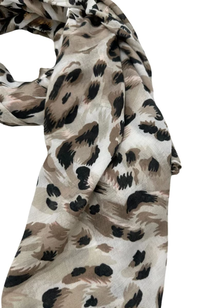 Leslii Schal Leo Muster In Beige Schwarz