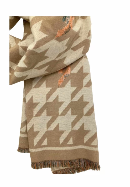 Leslii Schal mit Pepita-Muster Creme Beige Leslii Schal mit Pepita-Muster Creme Beige