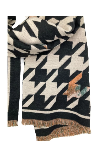 Leslii Schal Mit Pepita-Muster Creme Schwarz