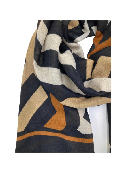 Leslii Schal Streifen-Muster Beige Schwarz