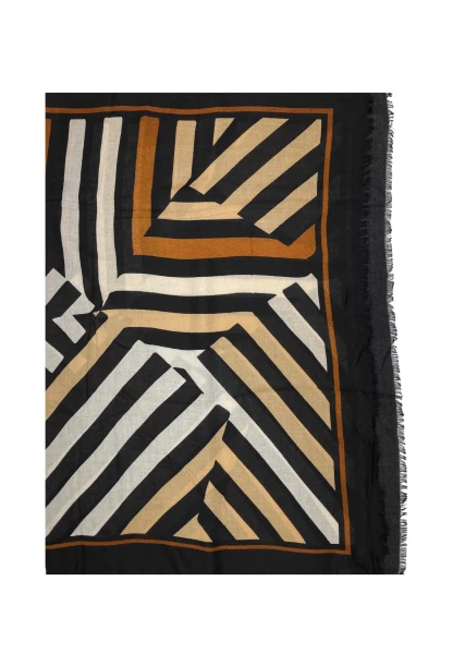 Leslii Schal Streifen-Muster Beige Schwarz