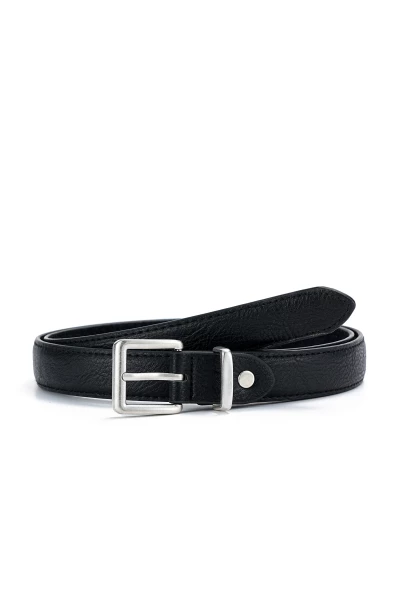 Leslii schmaler Gürtel Leder/PU | Schwarz