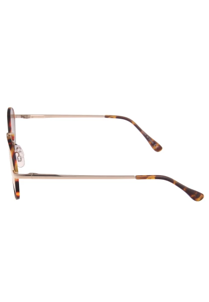 Leslii Sonnenbrille Damen Braune Boho-Brille Muster Designerbrille Sunglasses Metall Gold Braun