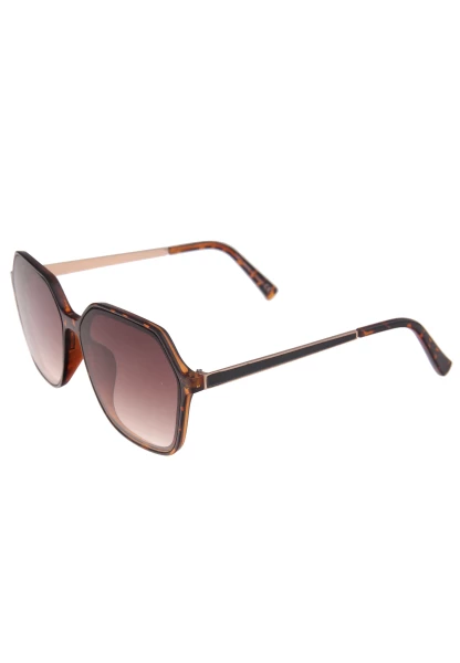 Leslii Sonnenbrille Damen Kanten-Look Horn-Optik Braune Designerbrille Sunglasses Kunststoff Braun