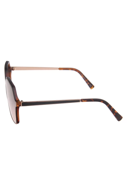 Leslii Sonnenbrille Damen Kanten-Look Horn-Optik Braune Designerbrille Sunglasses Kunststoff Braun