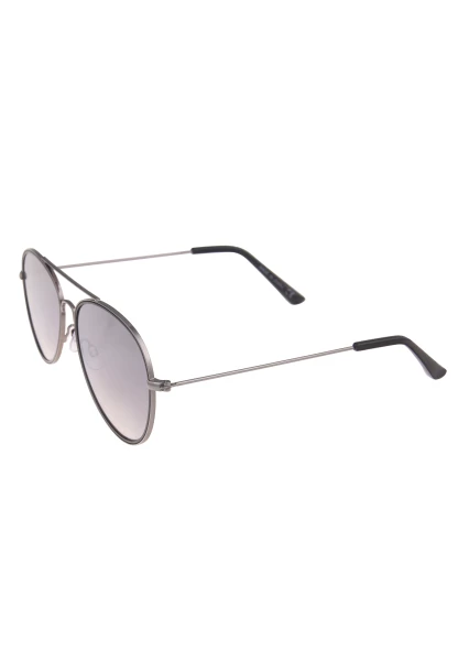 Leslii Sonnenbrille Damen Piloten-Brille Doppelsteg Designerbrille Sunglasses Metall Schwarz Silber