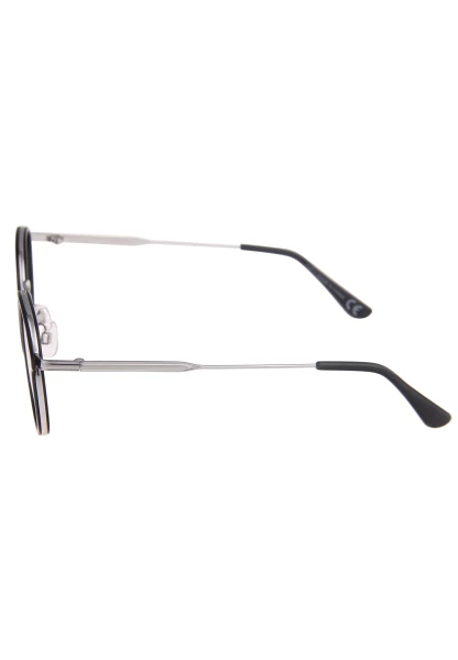 Leslii Sonnenbrille Damen Small Schwarze Sonnenbrille Designerbrille Sunglasses Metall Schwarz Silbe