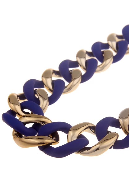 Leslii Statement Halskette Damen Glieder Kette In Blau Gold