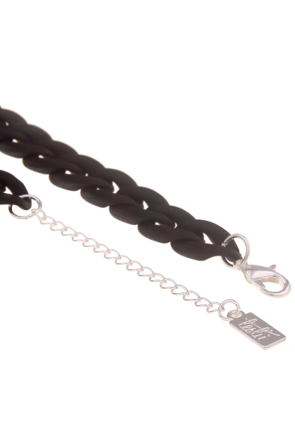 Leslii Statement Halskette Damen Glieder Kette In Schwarz Matt
