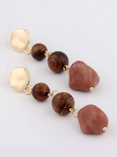 Leslii Stein-Kugel Ohrhänger In Gold Und Braun