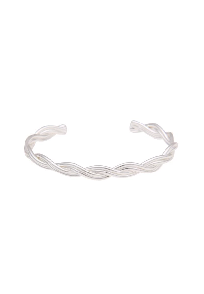 SALE Leslii Damen-Armband schmaler Armreif Armspange Swirl gedrehtes Modeschmuck-Armband Silber