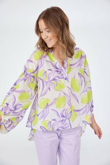 Lieblingsstück Bluse Mit Stehkragen Und Lemon Print