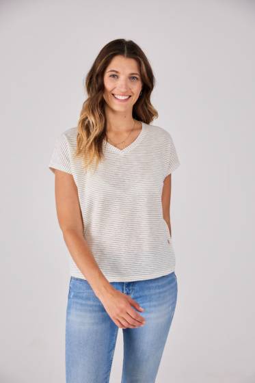 Lieblingsstück Gestreiftes T-Shirt Mit V-Ausschnitt