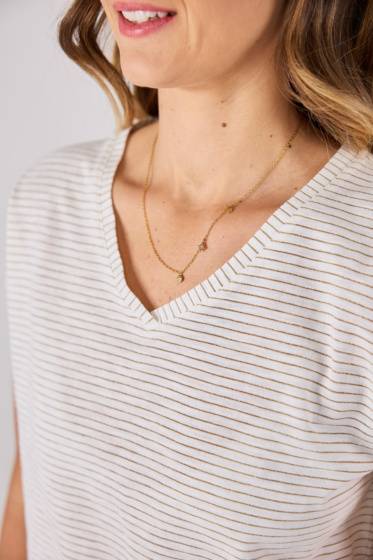 Lieblingsstück Gestreiftes T-Shirt Mit V-Ausschnitt