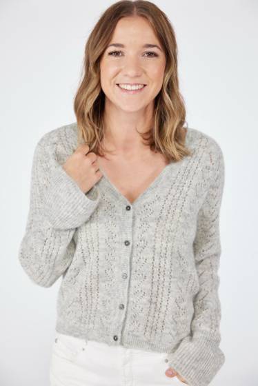 Lieblingsstück Jacke Mit Ausgestelltem Ärmel Und Herzchen-Strick