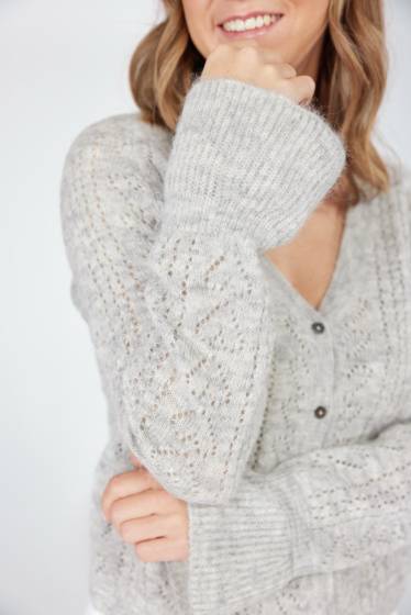 Lieblingsstück Jacke Mit Ausgestelltem Ärmel Und Herzchen-Strick