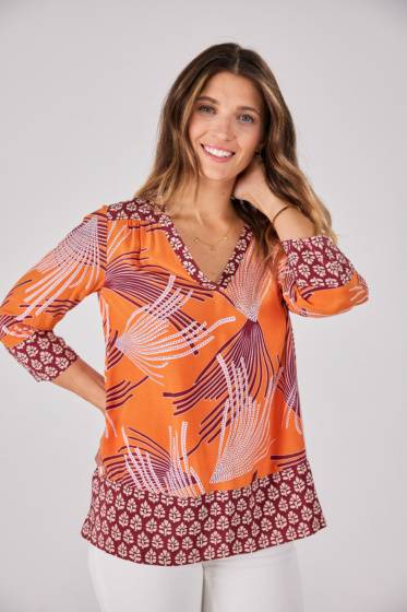 Lieblingsstück 3/4 Arm-Bluse Mit Bordüre