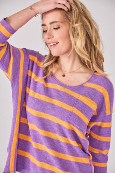 Lieblingsstück Pullover Brusttasche und Streifen