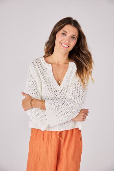 Lieblingsstück Lochstrick Pullover Mit V-Ausschnitt