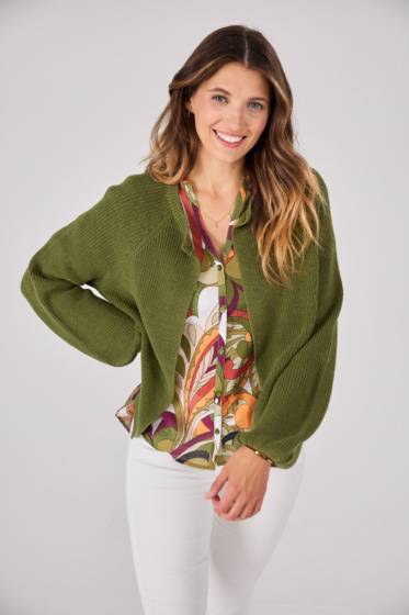 Lieblingsstück Strickjacke Mit Puffarm Und Rippenstruktur