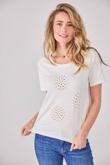 Lieblingsstück T-Shirt Mit Lochmuster Und Stickerei