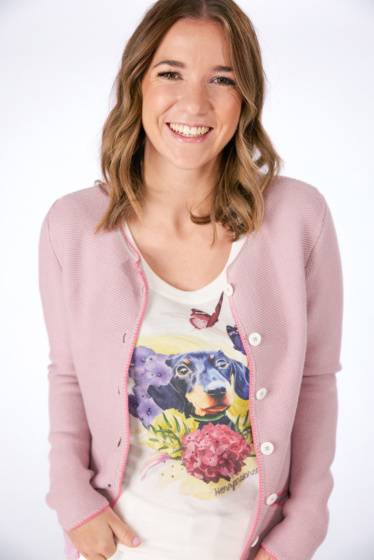 Lieblingsstück Trachtenstrickjacke mit Herzintarsie auf dem Rücken