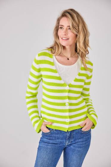 Lieblingsstück V-Ausschnitt Jacke Mit Streifen Lime