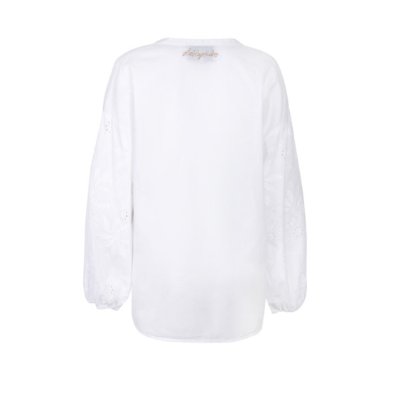 Lieblingsstück Weiße Stehkragenbluse Mit Ärmelstickerei