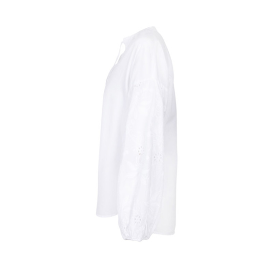 Lieblingsstück Weiße Stehkragenbluse Mit Ärmelstickerei