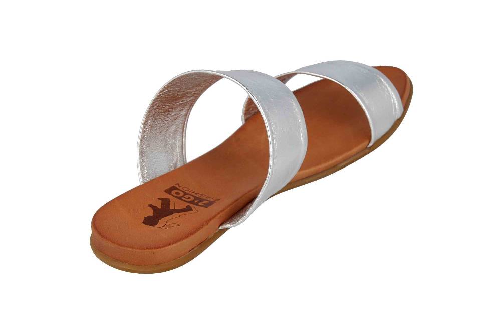 2GO Fashion Pantoletten In Übergrößen Silber 8003-701-21 Große Damenschuhe