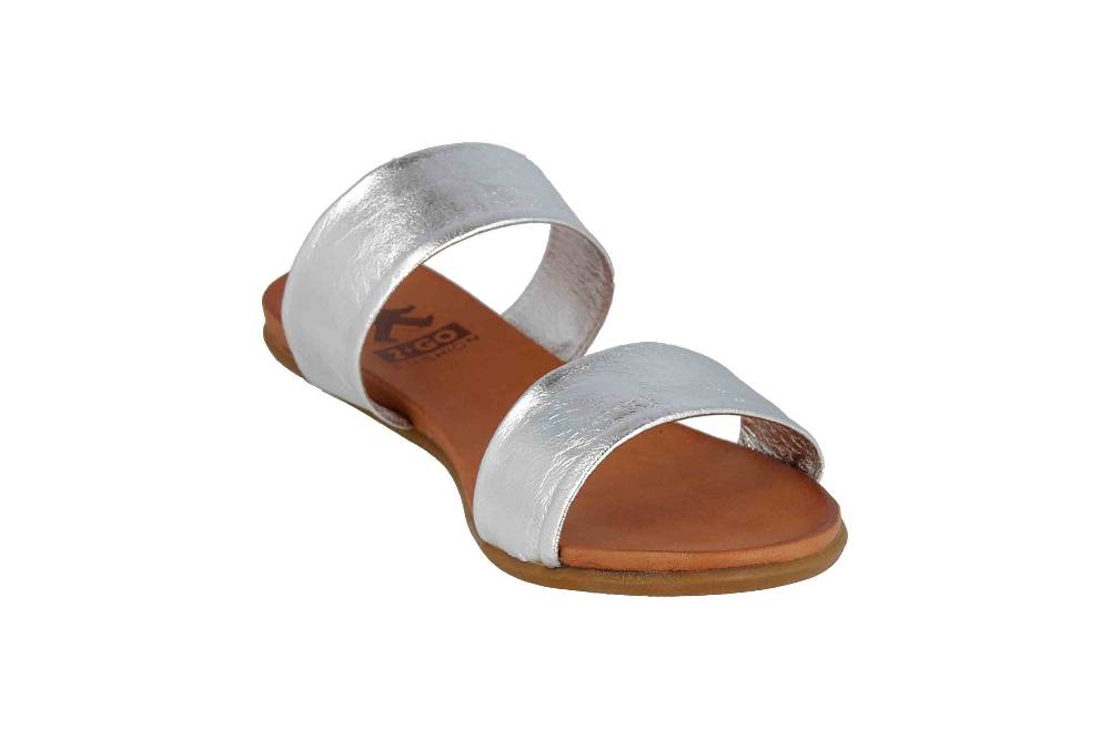 2GO Fashion Pantoletten In Übergrößen Silber 8003-701-21 Große Damenschuhe