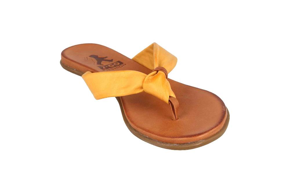 2GO Fashion Zehentrenner In Übergrößen Gelb 8003-702-6 Große Damenschuhe