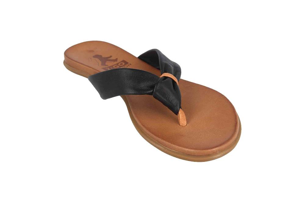 2GO Fashion Zehentrenner In Übergrößen Schwarz 8003-702-9 Große Damenschuhe