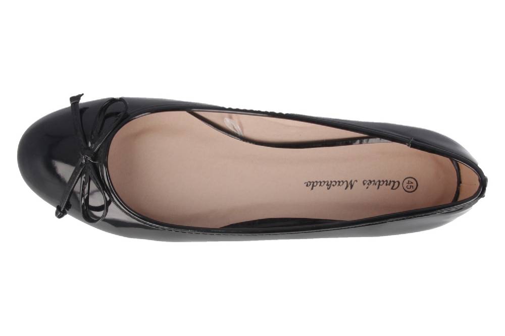 Andres Machado Ballerinas In Übergrößen Schwarz TG104 Charol Negro Große Damenschuhe