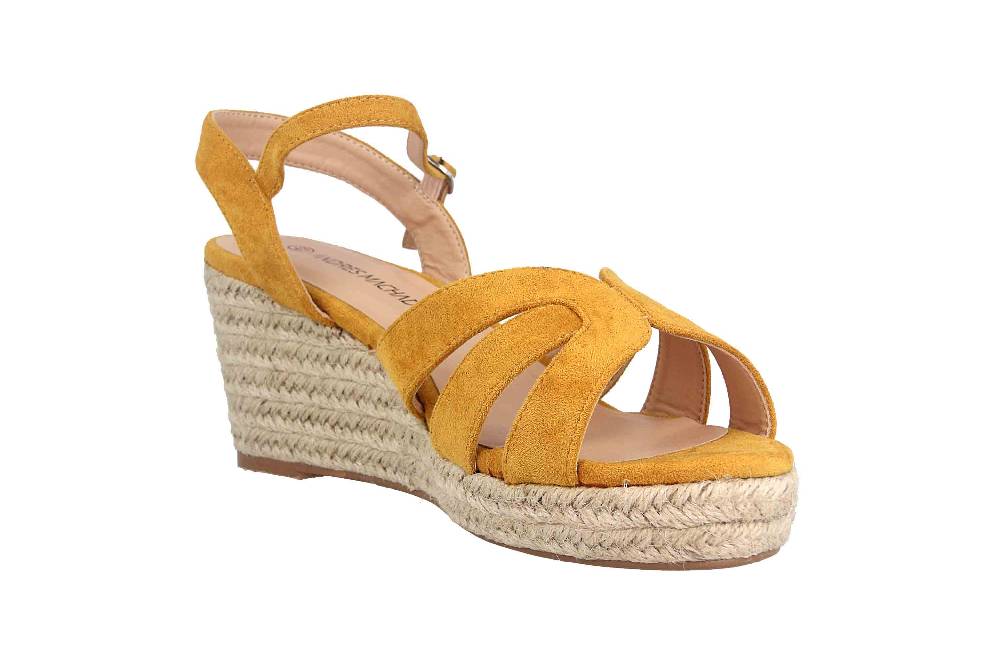 Andres Machado Sandalen In Übergrößen Gelb AM5550 Ante Mostaza Große Damenschuhe
