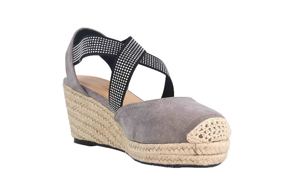 Andres Machado Sandalen In Übergrößen Grau AM5431 Ante Gris Große Damenschuhe