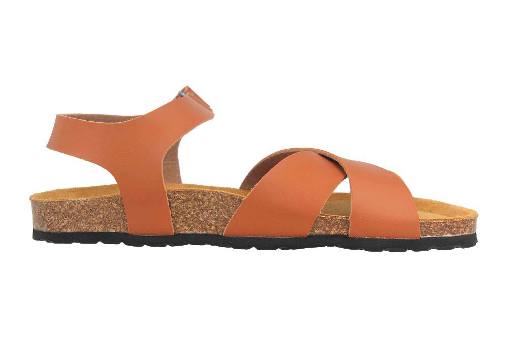 ELLA.shoes Bio-Champion Sandalen In Übergrößen Braun 520030-04 Cognac Große Damenschuhe
