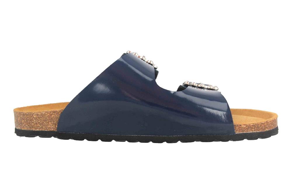 ELLA.shoes Charol Soft Pantoletten In Übergrößen Blau 15-0017 Marinomet Große Damenschuhe