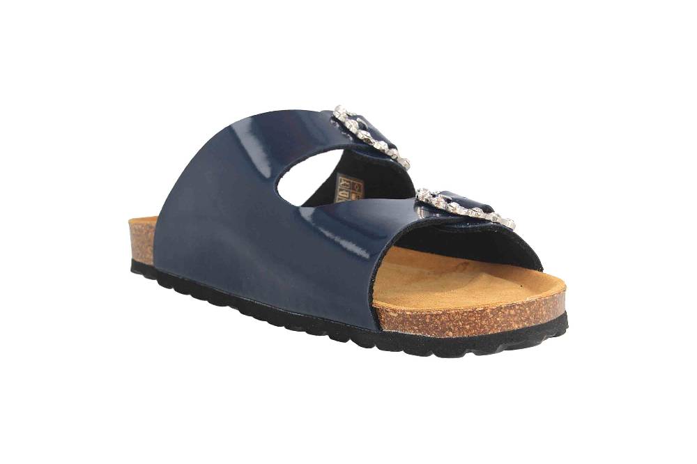 ELLA.shoes Charol Soft Pantoletten In Übergrößen Blau 15-0017 Marinomet Große Damenschuhe