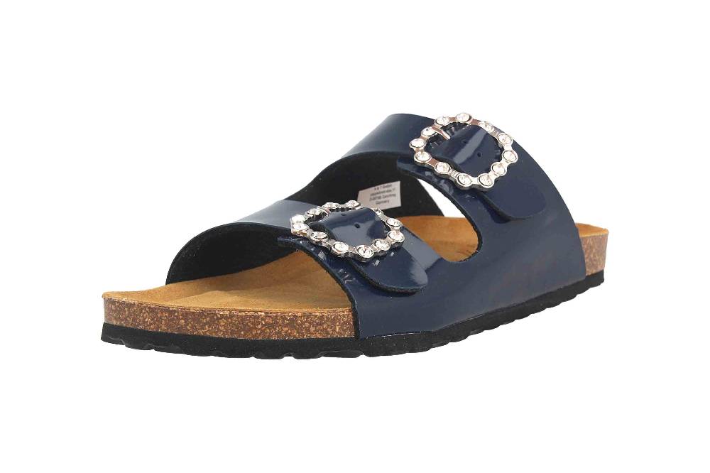 ELLA.shoes Charol Soft Pantoletten In Übergrößen Blau 15-0017 Marinomet Große Damenschuhe