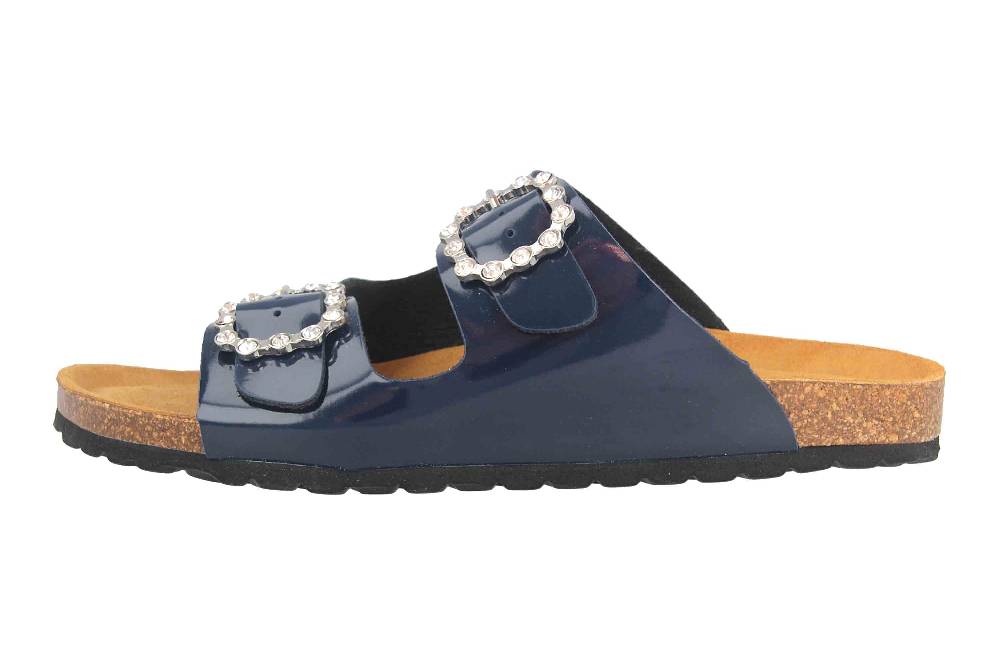 ELLA.shoes Charol soft Pantoletten in Übergrößen Blau 15-0017 Marinomet große Damenschuhe