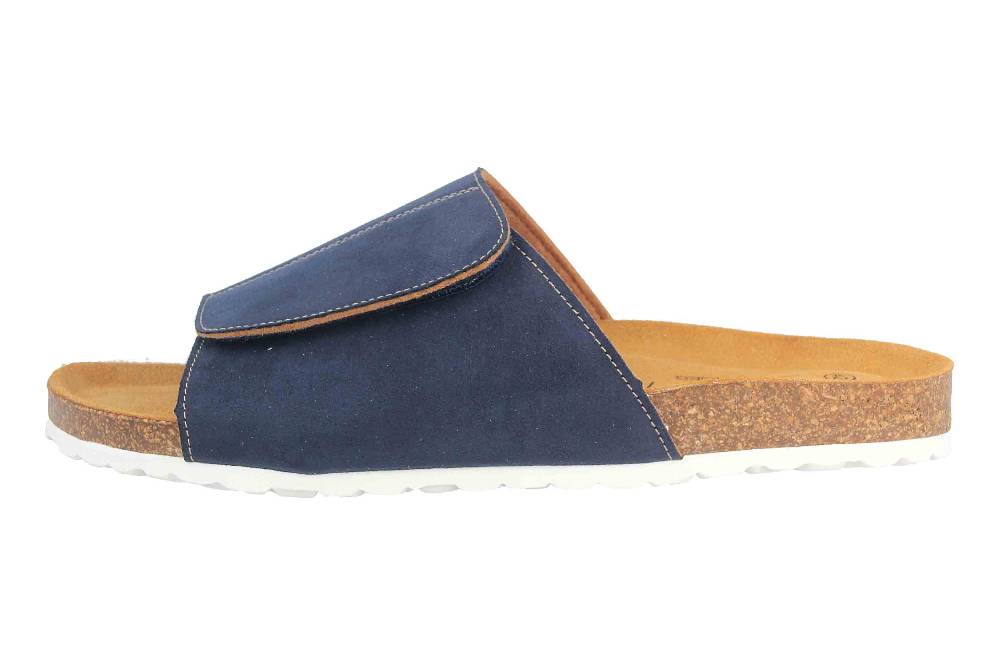 ELLA.shoes Ultrasuede rec Pantoletten in Übergrößen Blau 520038-01 Blue große Damenschuhe