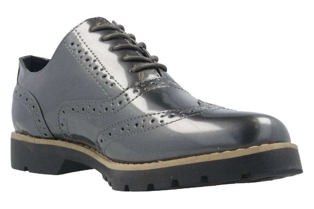 Fitters Footwear Halbschuhe In Übergrößen Grau 2.373202 Grey Patent Große Damenschuhe