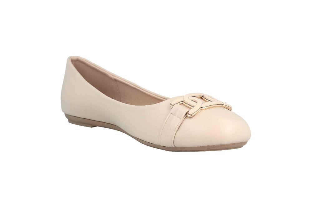 Fitters Footwear Iris Ballerinas In Übergrößen Beige 2BB0882004 Beige PU Große Damenschuhe