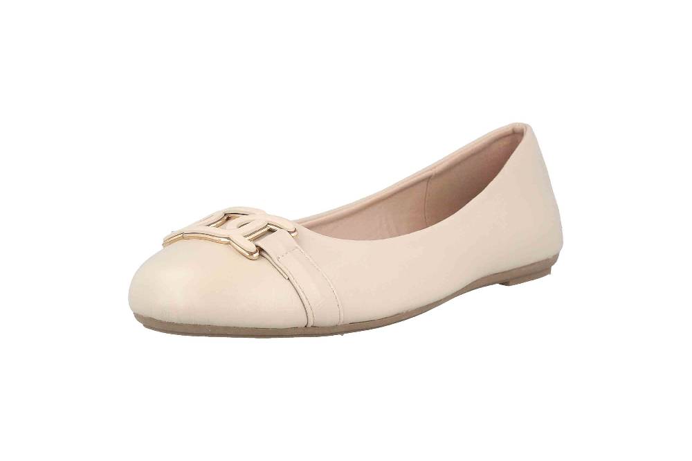 Fitters Footwear Iris Ballerinas In Übergrößen Beige 2BB0882004 Beige PU Große Damenschuhe