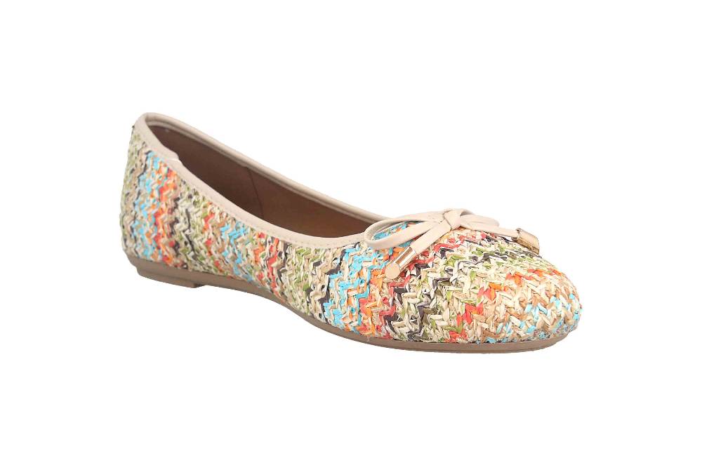 Fitters Footwear Lisett Ballerinas In Übergrößen Mehrfarbig 2BB0882001 Multi Raffia Große Damenschuhe
