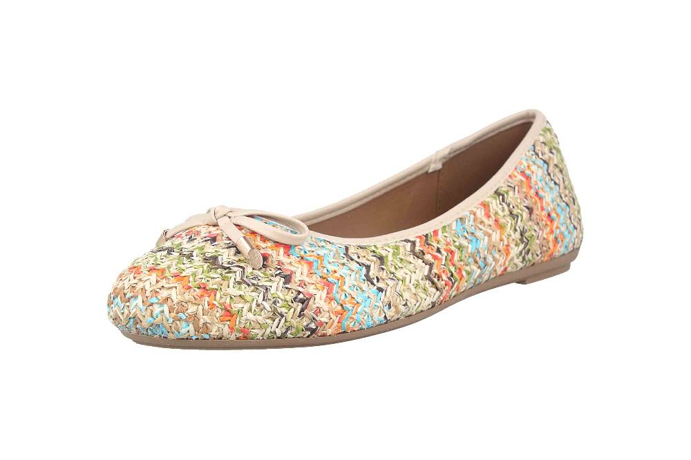 Fitters Footwear Lisett Ballerinas In Übergrößen Mehrfarbig 2BB0882001 Multi Raffia Große Damenschuhe