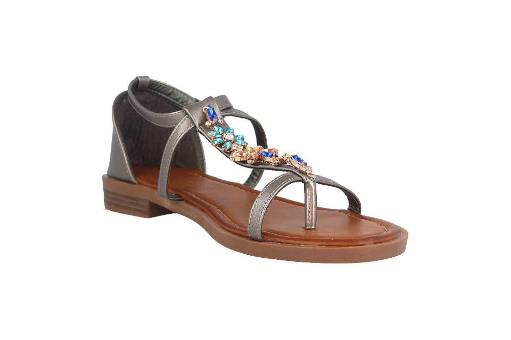 Fitters Footwear Mona Zehentrenner In Übergrößen Silber 2.872477 Pewter Große Damenschuhe