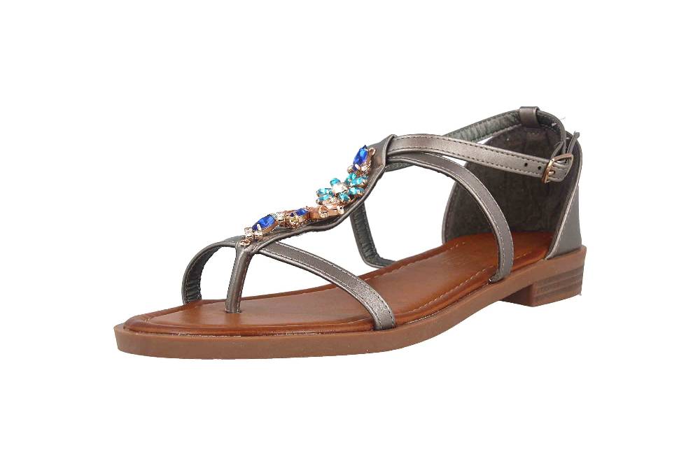 Fitters Footwear Mona Zehentrenner In Übergrößen Silber 2.872477 Pewter Große Damenschuhe